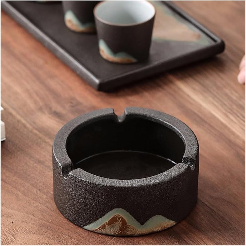 Ceramic Ashtray Round Portable for Outdoor Home Office Bar Cafe Hotel Decoration Color A - Image 4