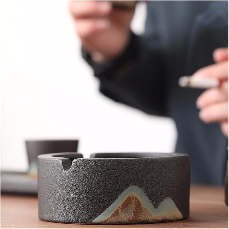 Ceramic Ashtray Round Portable for Outdoor Home Office Bar Cafe Hotel Decoration Color A - Image 5