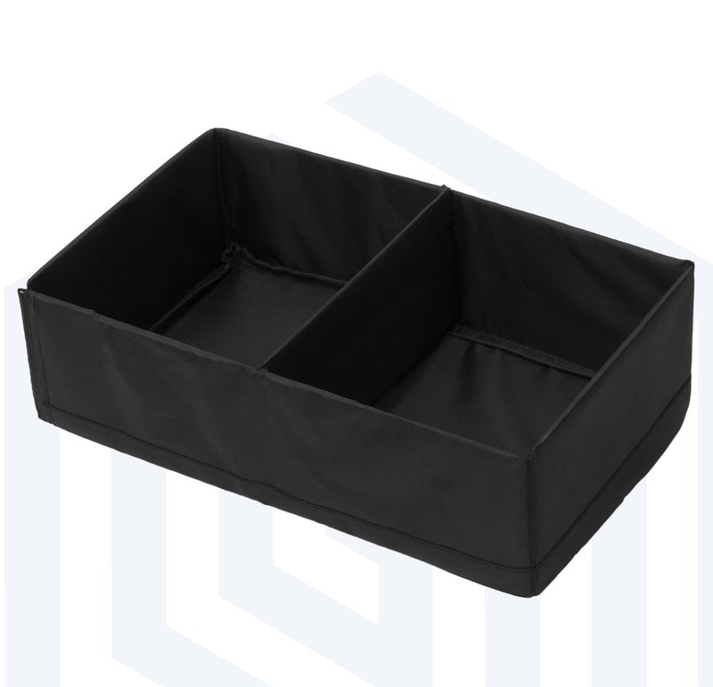 Homestrap Multipurpose Foldable Premium Storage Box/Drawer Organizer With 2 Compartments (Black)|(Pack of 2) - Image 5