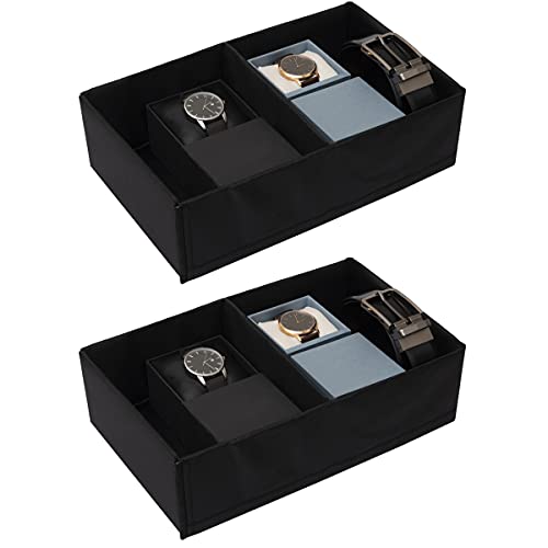 Homestrap Multipurpose Foldable Premium Storage Box/Drawer Organizer With 2 Compartments (Black)|(Pack of 2) - Image 1