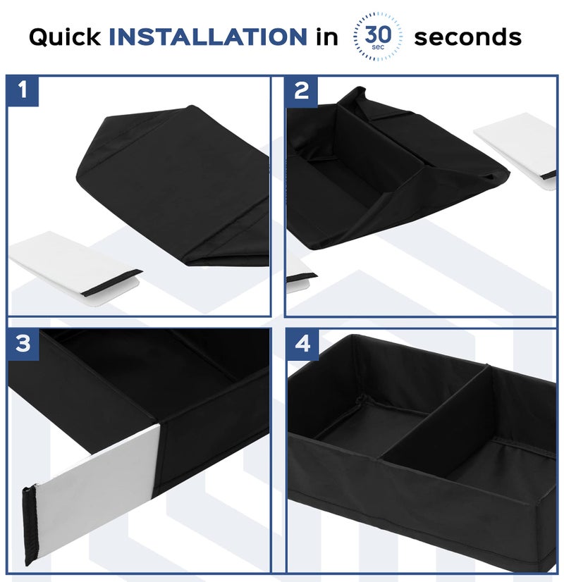 Homestrap Multipurpose Foldable Premium Storage Box/Drawer Organizer With 2 Compartments (Black)|(Pack of 2) - Image 4
