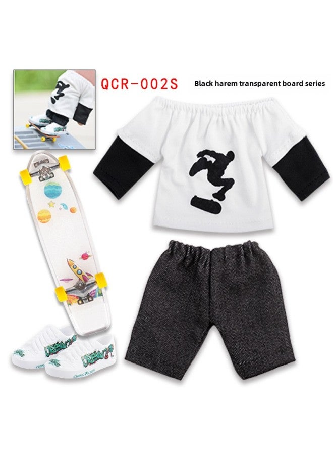 Finger Scooter Field Props Combination Suit 10PC Scene Finger Bicycle Finger Shoes Pants-Color:QCR-002S Black Harem Transparent Board Series  - Image 1