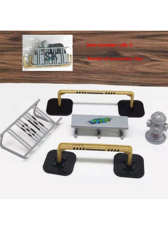 Finger Scooter Field Props Combination Suit 10PC Scene Finger Bicycle Finger Shoes Pants-Color:QCR-002S Black Harem Transparent Board Series  - Image 2
