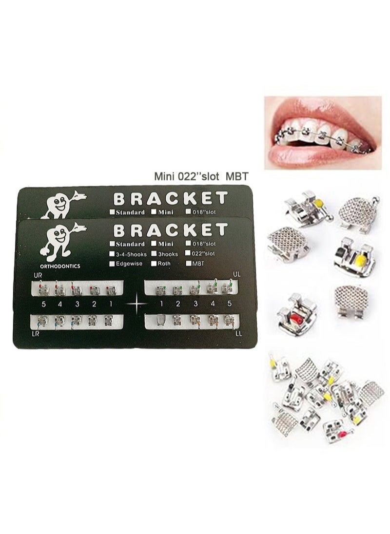 Apustim 2 Sets Of 40 Dental Brackets，Bondable，Unisex，Indoor Use，Dental Health Theme，Wall Mount，Frameless，Stainless Steel（Mini 022 Slot MBT Without Hook）  - Image 1