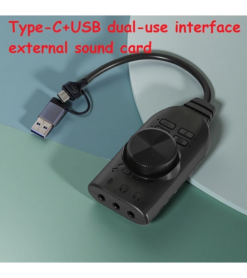 USB 7.1 Sound Card with Type C and USB Connector for Gaming and Phones - Image 1