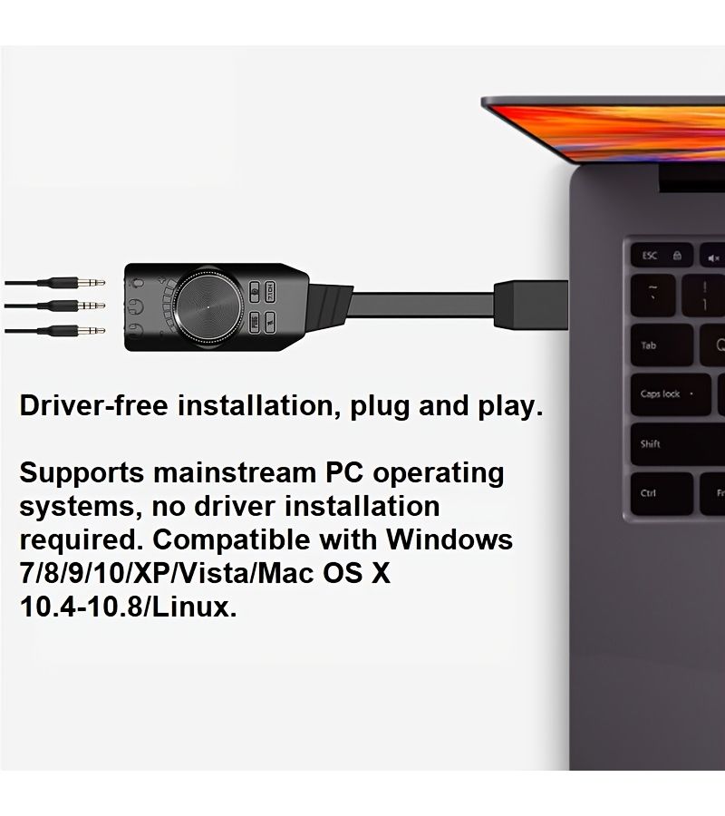 USB 7.1 Sound Card with Type C and USB Connector for Gaming and Phones - Image 5