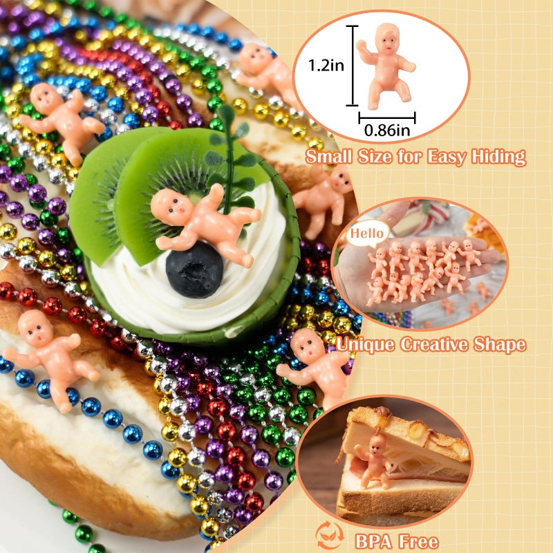 ZZYFGH 48 PCS King Cake Babies, 1.2 Inch Mini Plastic Babies for King Cake Baby Shower, My Water Broke Ice Cube Game, King Cake Baby for Party Decorations - Image 2