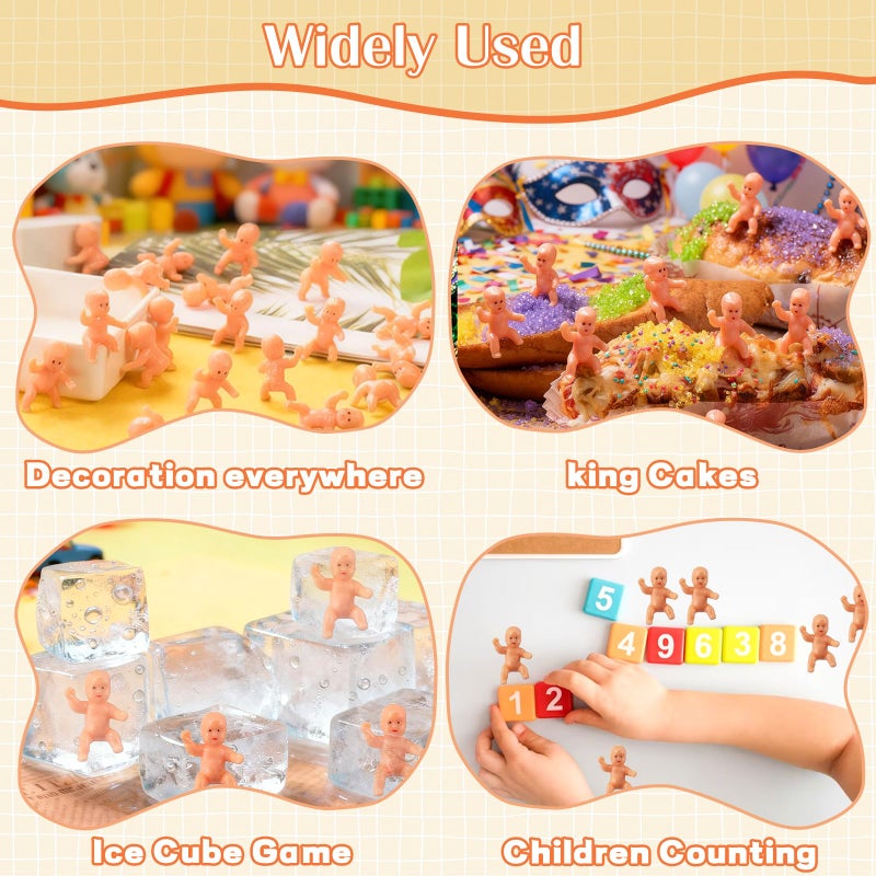 ZZYFGH 48 PCS King Cake Babies, 1.2 Inch Mini Plastic Babies for King Cake Baby Shower, My Water Broke Ice Cube Game, King Cake Baby for Party Decorations - Image 3
