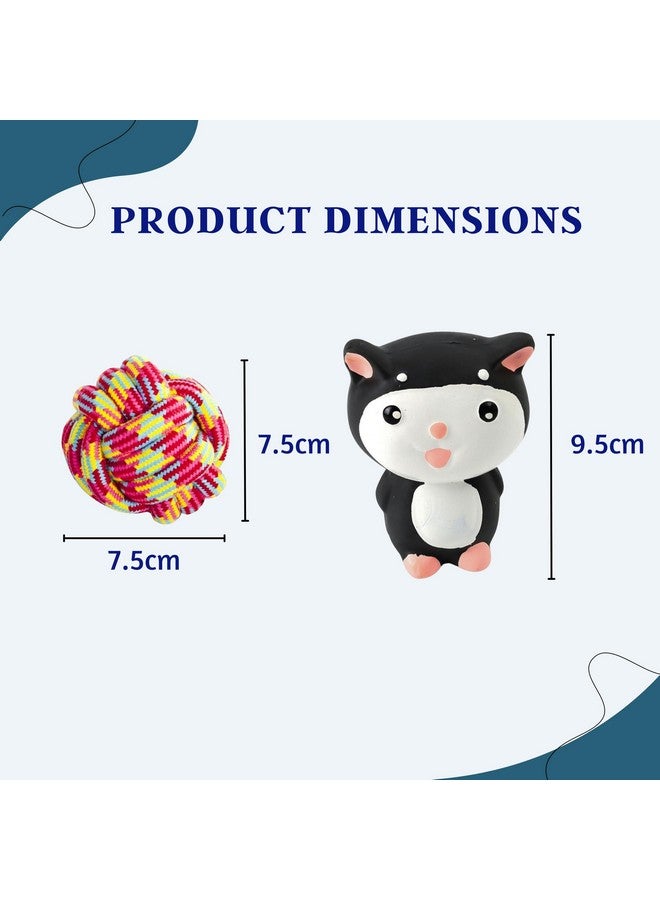 مجموعة ألعاب الكلاب المكونة من 5 قطع والتي تصدر صوت صرير ومضغ - (حبل مكون من عقدتين + كرة قطنية + جزرة + عصا ذرة + لعبة قطط) | لعبة مضغ ولعب وتسنين للكلاب الصغيرة والجراء - Image 3