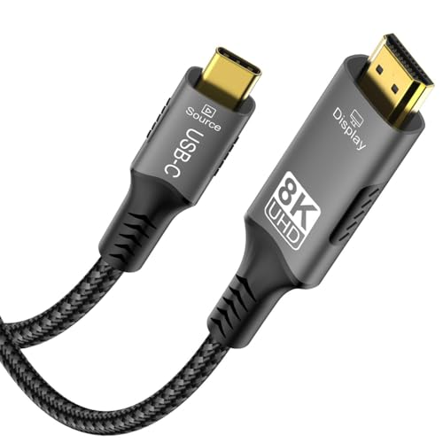Verilux® HDMI to Type C Cable 1M/3.3FT, USB C to HDMI 2.1 with 8K@60Hz 4K@120Hz HDR, Nylon Braided Wire Converter for Laptop, Mobile, iPad Pro, MacBook, Chromebook, TV, Monitor - Image 1