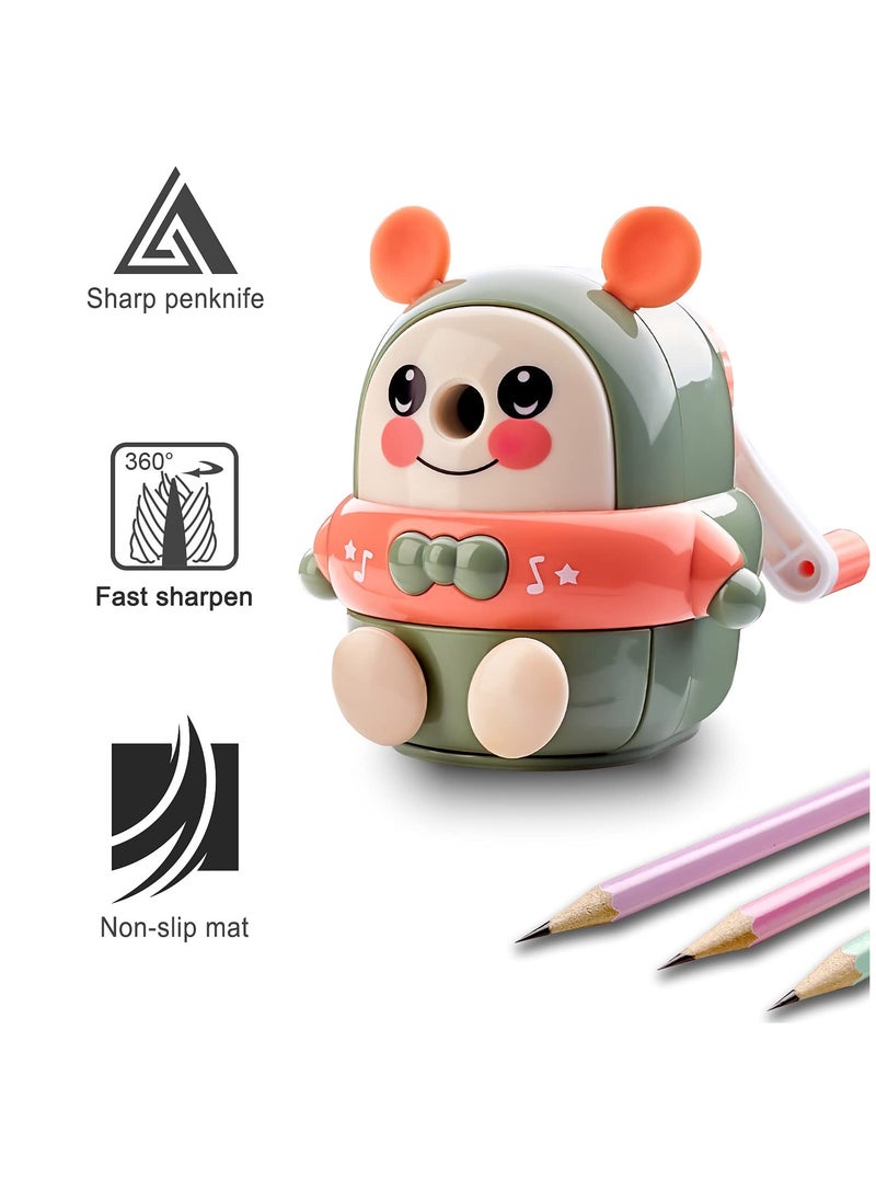 SYOSI - Pencil Sharpener Creative Cute Children's Hand-cranked Pencil Sharpener Children's Learning Stationery  Labor-saving Non-slip Bottom Seat is Easy to Use and Safe for School Students' Office - Image 1