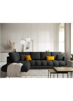 Al Home 5 Seater L-shape Sofa velvet 85×180×85×250 Cm - Black  - Image 1