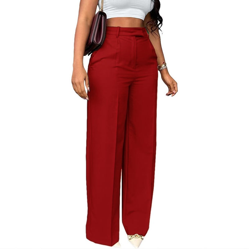 New Commuter High-Waisted Straight Wide-Leg Casual Formal Women'S Trousers - Image 4