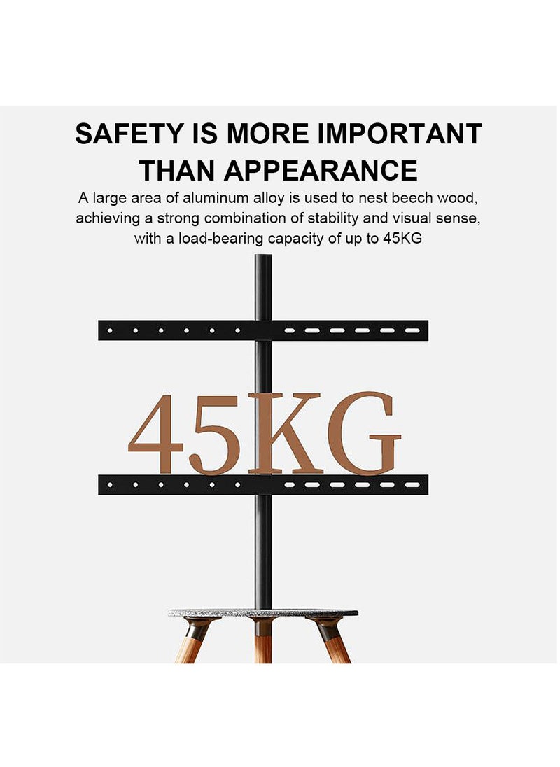 FlashHawk - Floor TV Screen Stand with Tripod Base for 32-65" Screens | 45KG Capacity | 180° Swivel & Height Adjustment | Hidden Cable | Storage Tray | Modern Exhibition-Style Design - Image 1