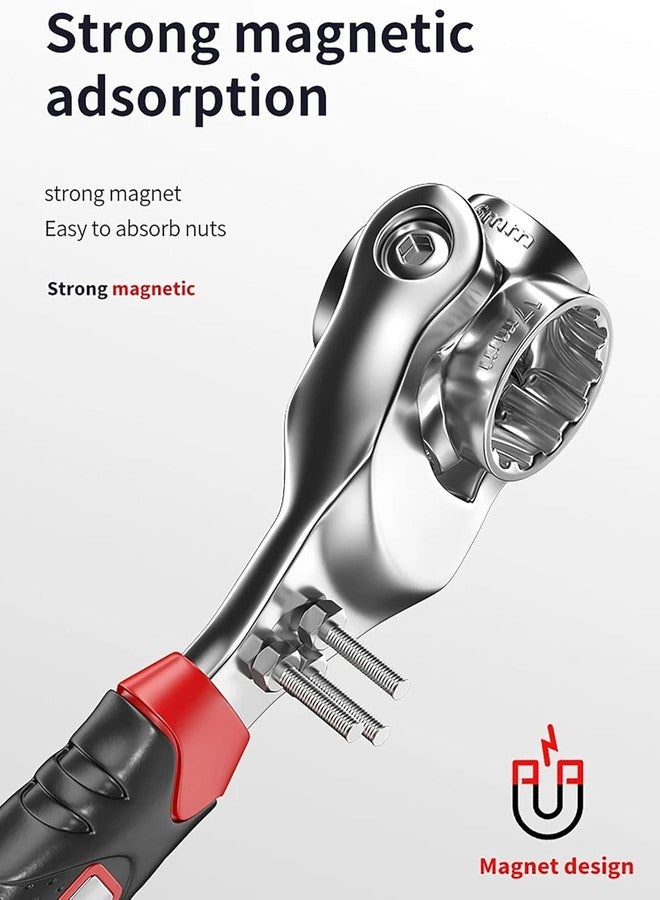 Riviox Universal Wrench 8 in 1 Socket Wrench Multifunction Tool with 360 Degree Rotating Head, Spanner Tool for Home and Car Repair - Image 4
