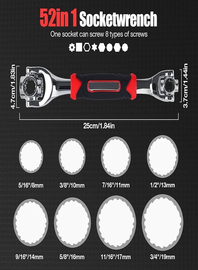 Riviox Universal Wrench 8 in 1 Socket Wrench Multifunction Tool with 360 Degree Rotating Head, Spanner Tool for Home and Car Repair - Image 2