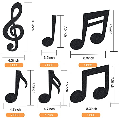 Lecferrarc 42 Pcs Music Notes Cutouts Musical Party Decorations Music Notes Silhouette for Birthday Party Supplies Baby Shower School Bulletin Board Craft Home Wall Decor - Image 2