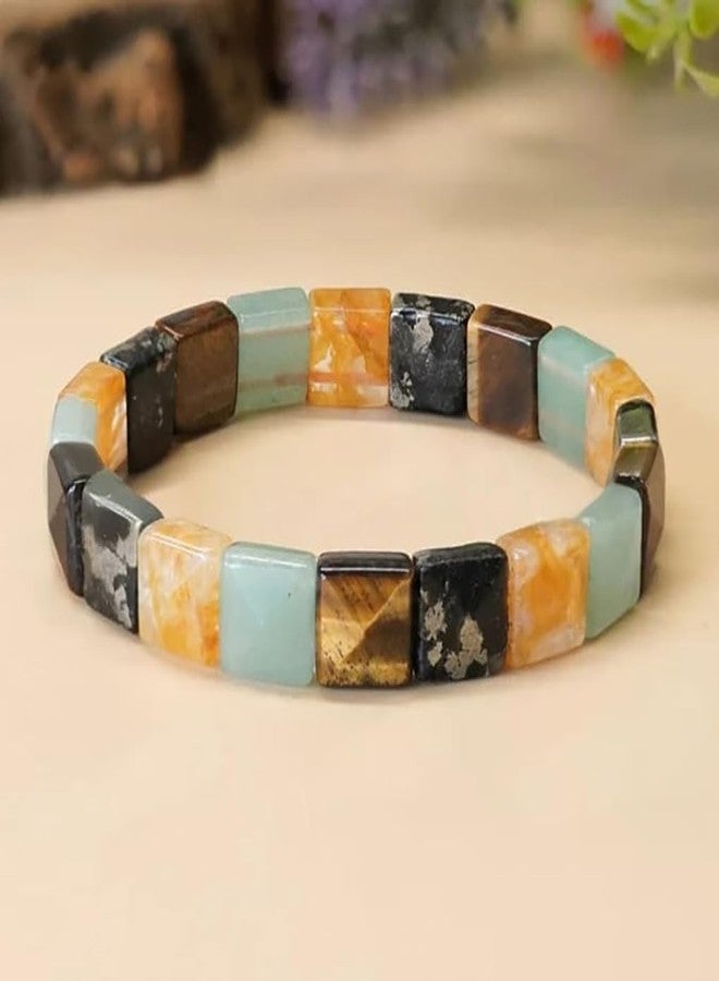 EDMIRIA Money Magnet Bracelet - Pyrite Citrine Aventurine Tiger Eye Amethyst- Attract Money Income Wealth Good Luck Abundance Prosperity Healing Natural Gemstone Bracelet (Cubical Money-Magnet-) - Image 2