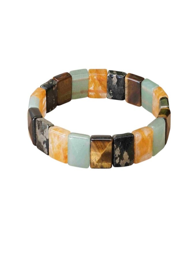 EDMIRIA Money Magnet Bracelet - Pyrite Citrine Aventurine Tiger Eye Amethyst- Attract Money Income Wealth Good Luck Abundance Prosperity Healing Natural Gemstone Bracelet (Cubical Money-Magnet-) - Image 1