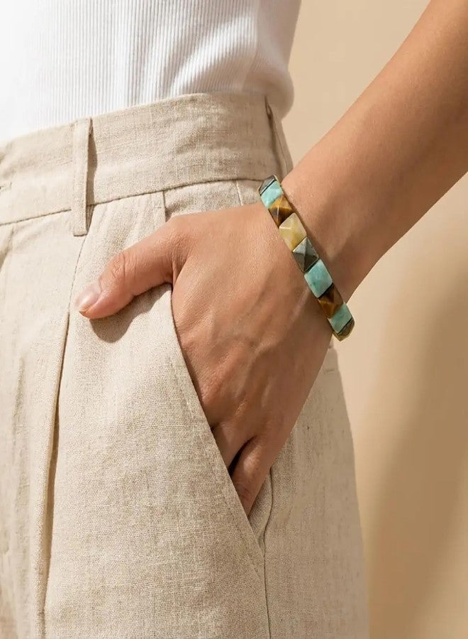 EDMIRIA Money Magnet Bracelet - Pyrite Citrine Aventurine Tiger Eye Amethyst- Attract Money Income Wealth Good Luck Abundance Prosperity Healing Natural Gemstone Bracelet (Cubical Money-Magnet-) - Image 4