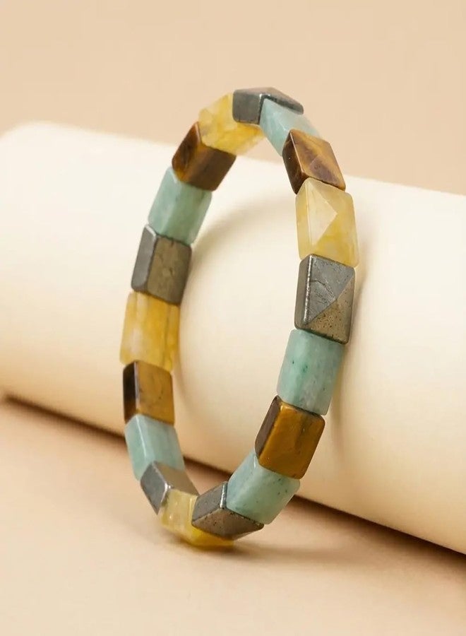 EDMIRIA Money Magnet Bracelet - Pyrite Citrine Aventurine Tiger Eye Amethyst- Attract Money Income Wealth Good Luck Abundance Prosperity Healing Natural Gemstone Bracelet (Cubical Money-Magnet-) - Image 5