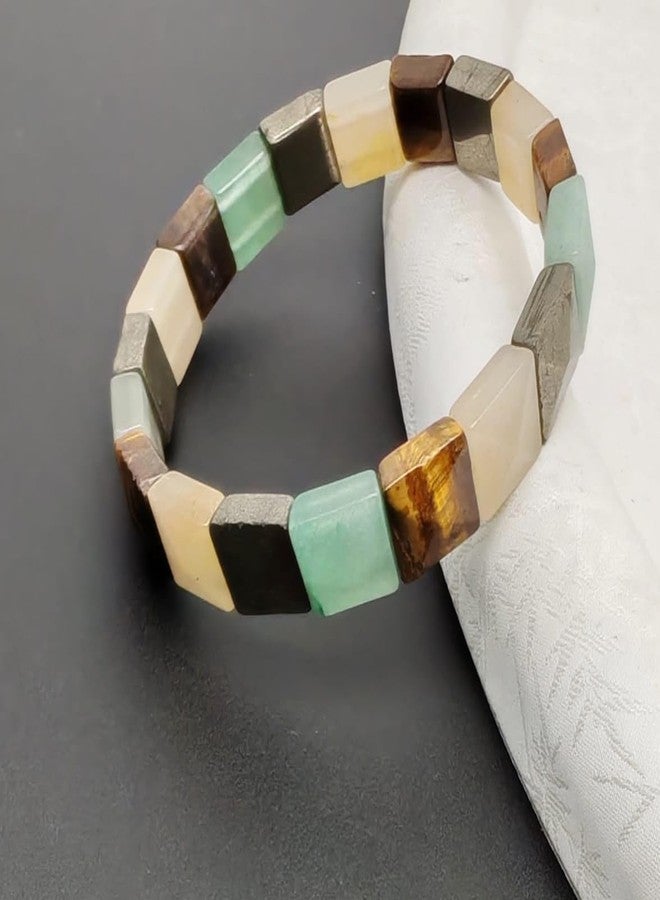 EDMIRIA Money Magnet Bracelet - Pyrite Citrine Aventurine Tiger Eye Amethyst- Attract Money Income Wealth Good Luck Abundance Prosperity Healing Natural Gemstone Bracelet (Cubical Money-Magnet-) - Image 3