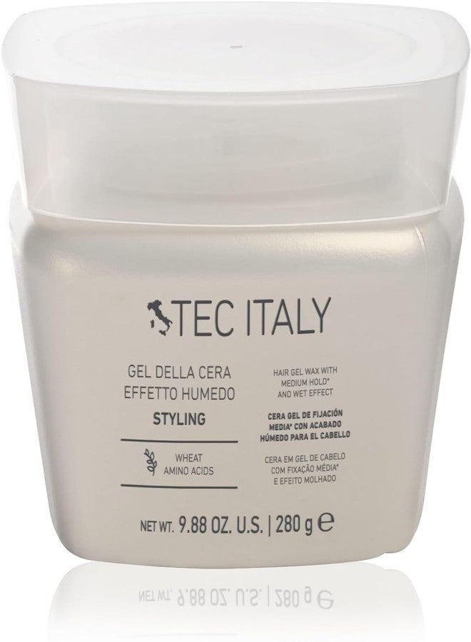 Tec Italy Gel Della Cera Effetto Humedo Medium Hold Hair Gel for All Hair Types Wet Look Finish Defines Conditions Adds Shine Texture Control Non Sticky Styling Leave In Formula Daily Use 9.88 oz Size - Image 1