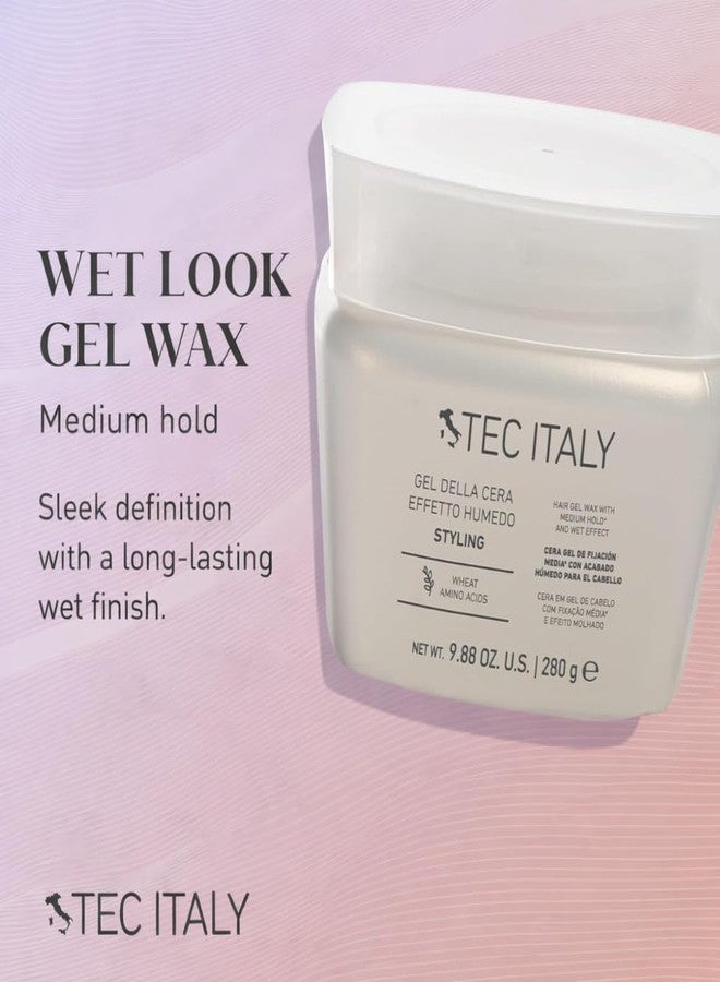 Tec Italy Gel Della Cera Effetto Humedo Medium Hold Hair Gel for All Hair Types Wet Look Finish Defines Conditions Adds Shine Texture Control Non Sticky Styling Leave In Formula Daily Use 9.88 oz Size - Image 2