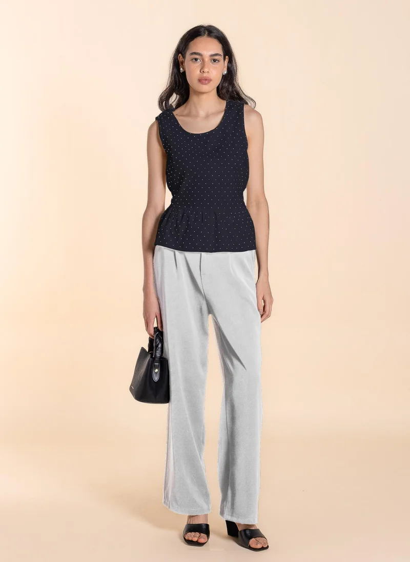 Shapes Dark-Blue POLKA DOTS BACK-TIE TOP for Women | Best Price UAE