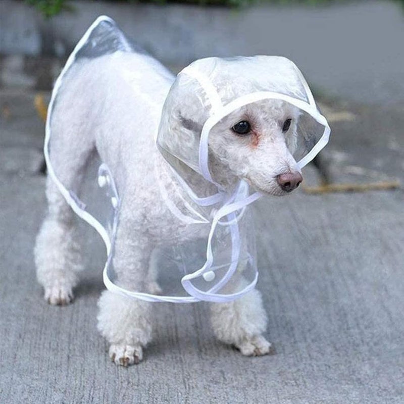 Dog Raincoat Rain Coat with Umbrella for Dogs Dog Raincoat for Pets Lightweight and Breathable Portable Raining Coat Fit Reflective Strips for for Outdoor Adventures and Rainy Days (White - Image 3
