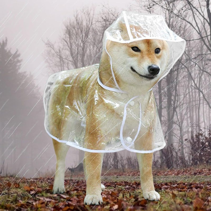 Dog Raincoat Rain Coat with Umbrella for Dogs Dog Raincoat for Pets Lightweight and Breathable Portable Raining Coat Fit Reflective Strips for for Outdoor Adventures and Rainy Days (White - Image 4