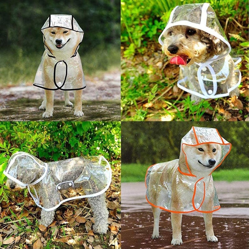 Dog Raincoat Rain Coat with Umbrella for Dogs Dog Raincoat for Pets Lightweight and Breathable Portable Raining Coat Fit Reflective Strips for for Outdoor Adventures and Rainy Days (White - Image 2