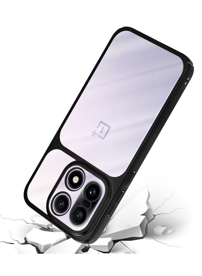 CATANES Electroplated PC Case for OnePlus 15 - Raised Camera Guard and Shock-Absorbing Edges with 3D Screen Protector - Clear - Side Black - Image 2