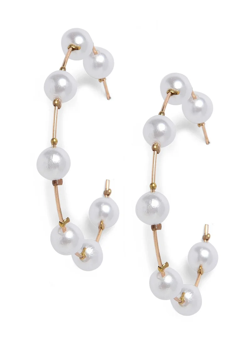 White Circular Artificial Drop Earring Jewellery