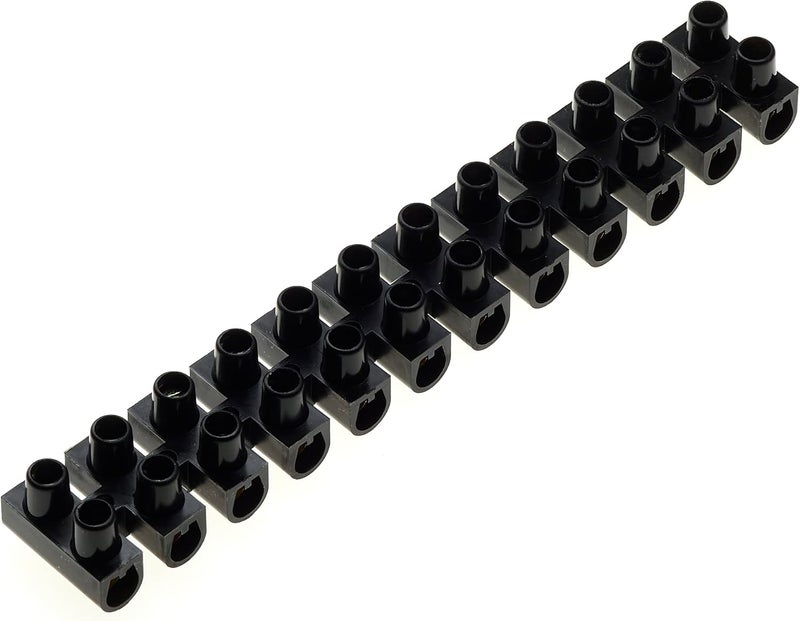Keple 16A Amp Terminal Block, 12 Way Electrical Terminals, Black Polyethylene Electric Connector Strips, Chocolate Bobbin Blocks For Wire Connecting/Connecting Cables - Image 2