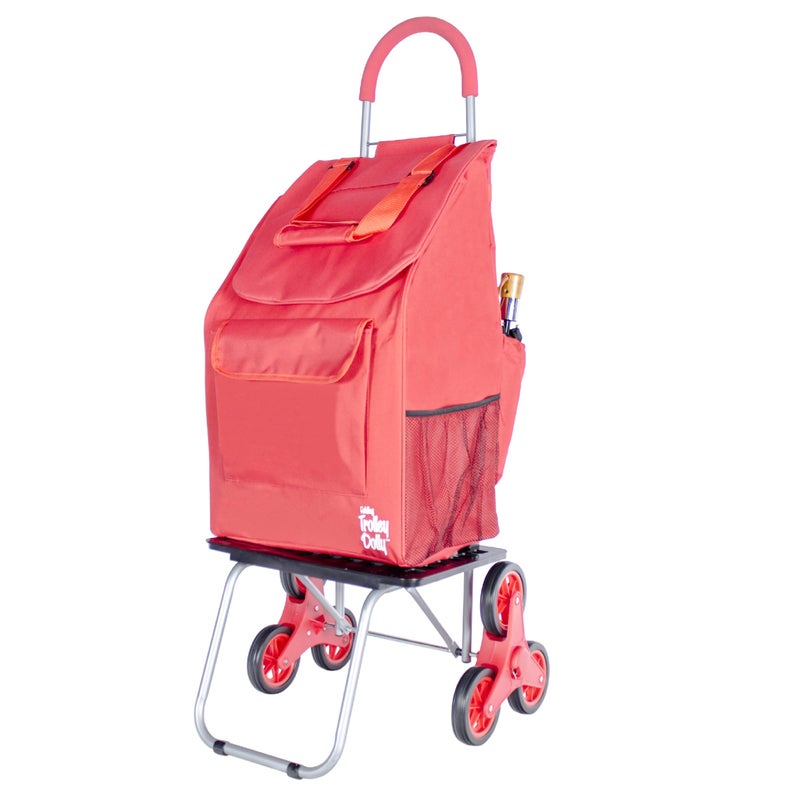 dbest products dbest products Stair Climber Bigger Trolley Dolly Shopping Cart Red Shopping Grocery Foldable Cart Condo Apartment