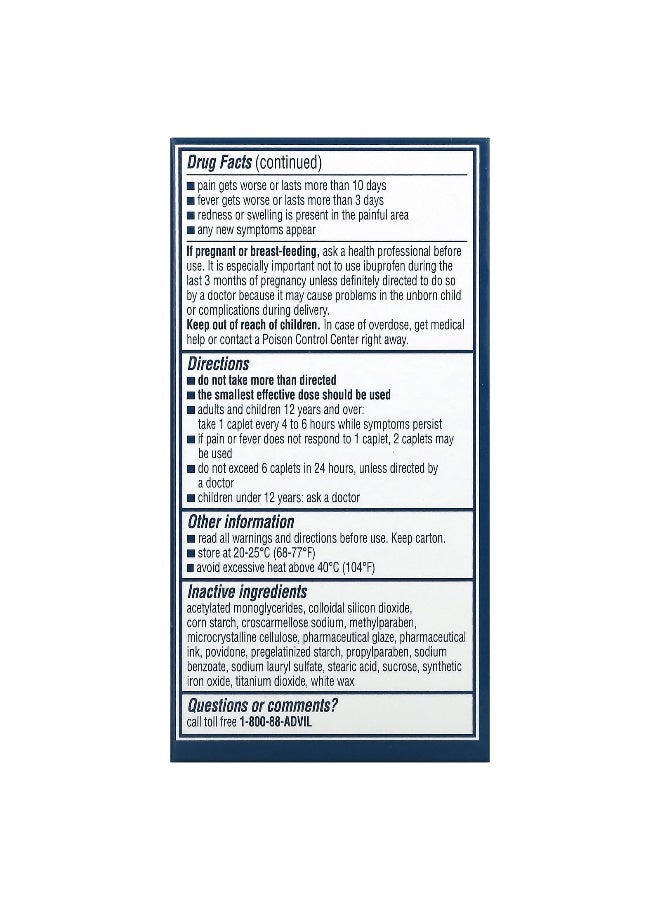 Advil Advil, Ibuprofen Tablets, 200 mg, 100 Coated Caplets - Image 2