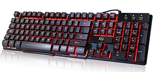 Rii RK100 3 Colors LED Backlit Mechanical Feeling USB Wired Multimedia Gaming Keyboard, Office Keyboard for Working or Primer Gaming,Office Device - Image 1