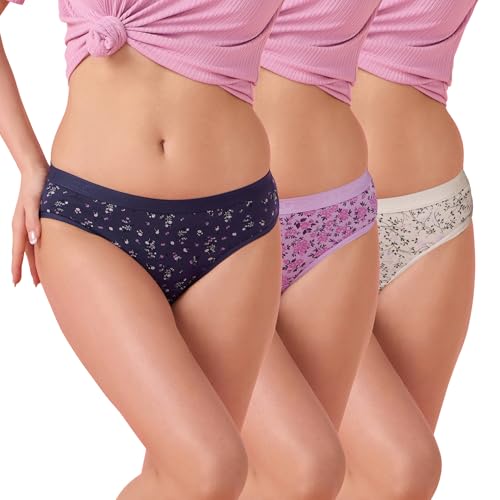 Enamor Women's Cotton Blend Classic Printed Briefs (Pack of 3) (CB07_Multicolorprint - Image 1