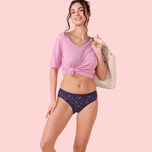 Enamor Women's Cotton Blend Classic Printed Briefs (Pack of 3) (CB07_Multicolorprint - Image 2