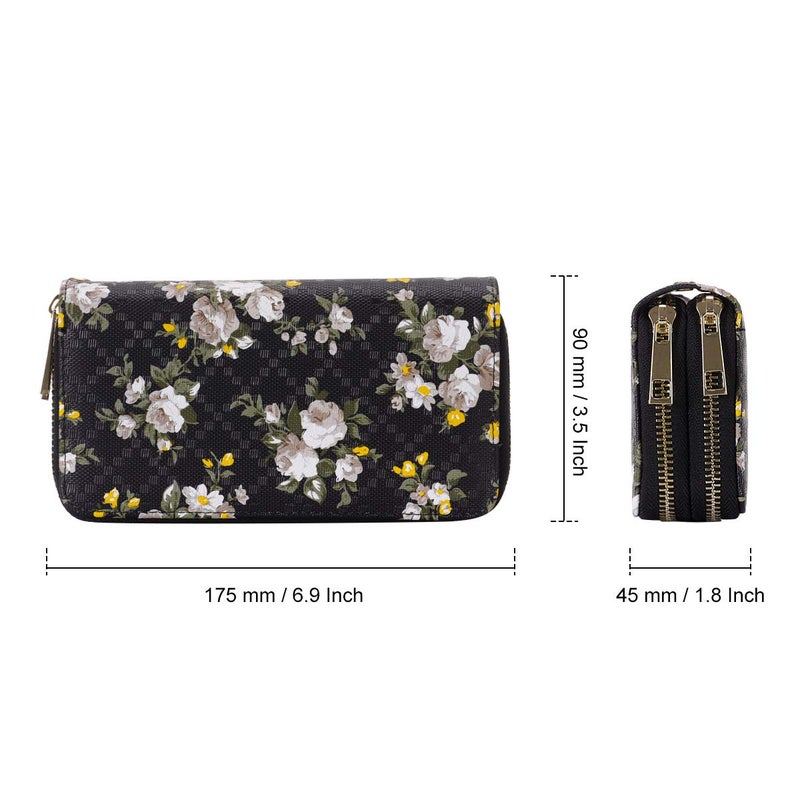 XEYOU Double Zipper Long Clutch Wallet Cellphone Wallet for Women with Removable Wristlet Strap for Credit Card, Cash, Coin, Bill - Image 2