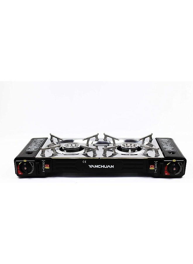 GO2CAMPS GO2CAMPS Alsaqer Double Burner Camping Stove with Hotplate Tray/Grill Pan Tray/Hamburger Tray Two way Not Included Gas Multicolor  - Image 3
