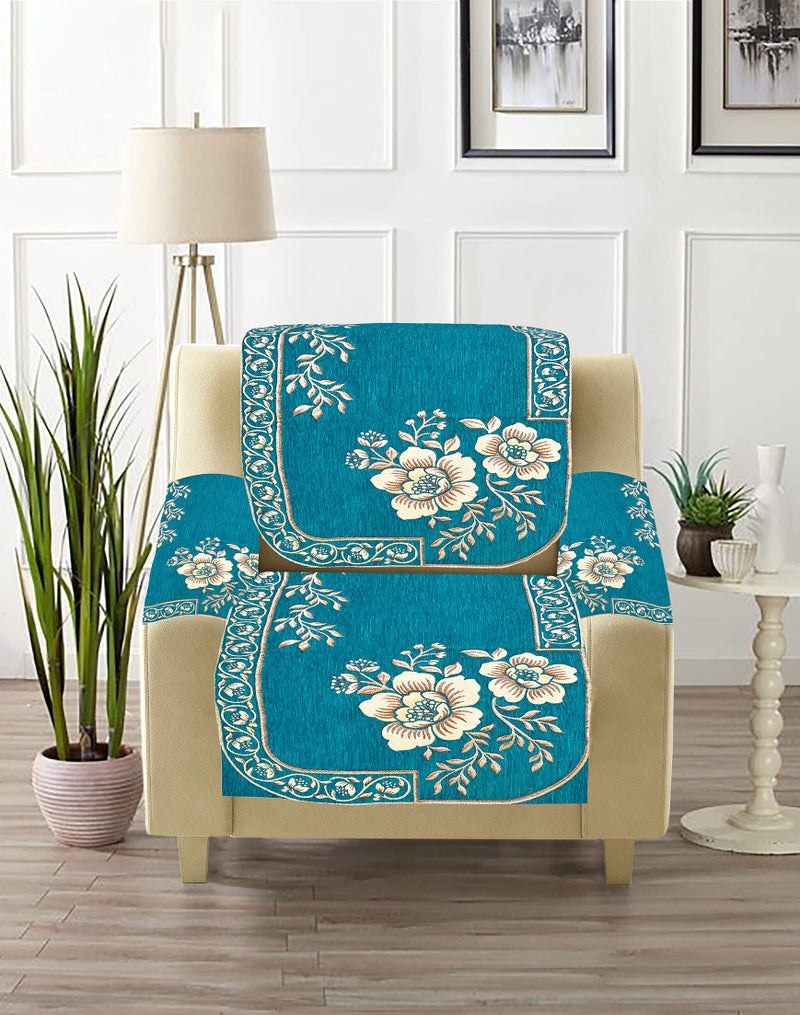 Dazzling DECOR Velvet Sofa Cover with Arm Cover and Cushion Covers Set of 5 Seater - Sofa Covers 3 Seater and 2 Seater Full Cover Set for Couch Seat - Heavy Fabric Sofa Slip Protector, 201_Aqua - Image 5