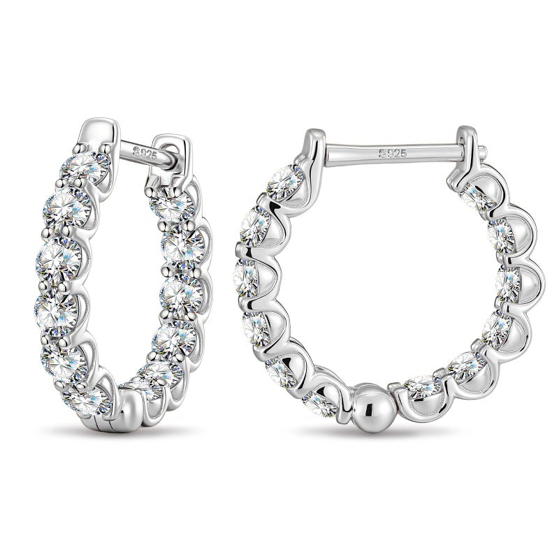 BUMBLEBEE Handcrafted 925 Sterling Silver Hoop Earrings, Diamond Hoop Earrings Italian 5A Cubic Zirconia, Hypoallergenic, Tarnish Resistant, Lightweight Luxury Jewelry Birthday, Valentineâ€™s Day - Image 1