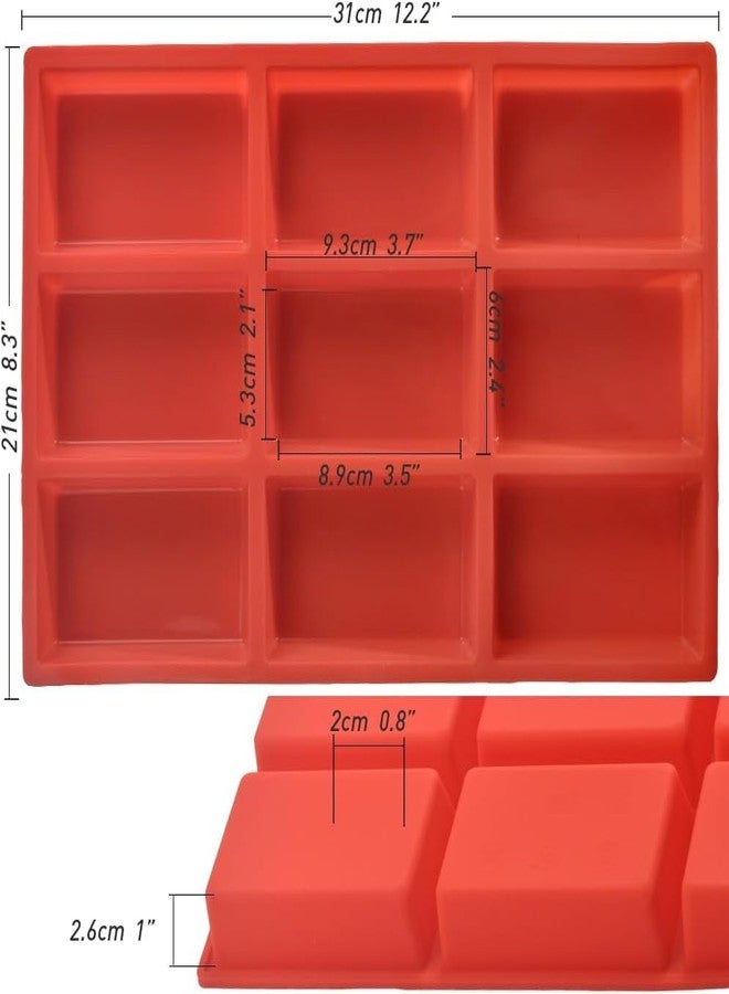 Bamutu Silicone Mini Loaf Pan, Non-Stick Mini Bread Pan, 9 Cavity Silicone Bread Baking Mold for Mini Loaf Cake, Bread, Meatloaf, Mini Cake, Cornbread, Brownie, Muffin, Rectangle Soap Bar Pack of 2 - Image 2
