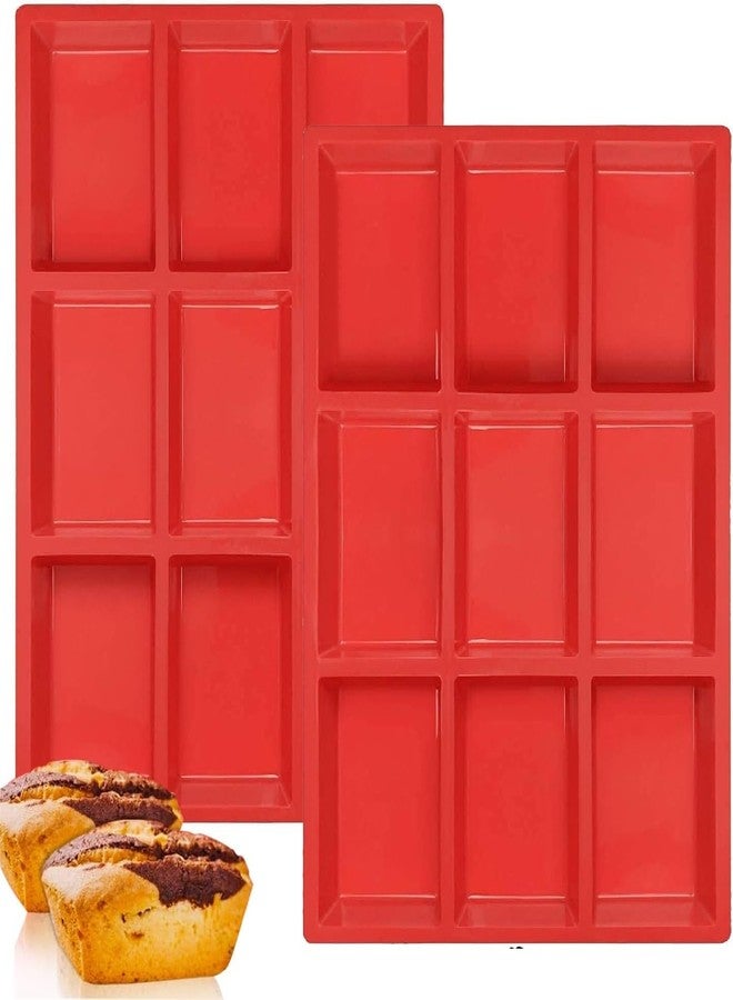 Bamutu Silicone Mini Loaf Pan, Non-Stick Mini Bread Pan, 9 Cavity Silicone Bread Baking Mold for Mini Loaf Cake, Bread, Meatloaf, Mini Cake, Cornbread, Brownie, Muffin, Rectangle Soap Bar Pack of 2 - Image 1