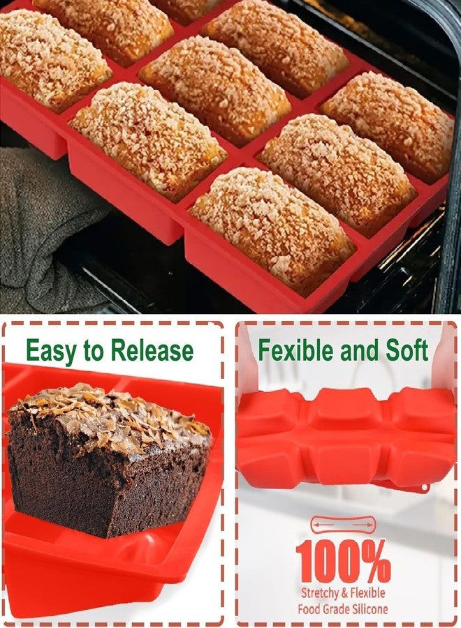 Bamutu Silicone Mini Loaf Pan, Non-Stick Mini Bread Pan, 9 Cavity Silicone Bread Baking Mold for Mini Loaf Cake, Bread, Meatloaf, Mini Cake, Cornbread, Brownie, Muffin, Rectangle Soap Bar Pack of 2 - Image 3