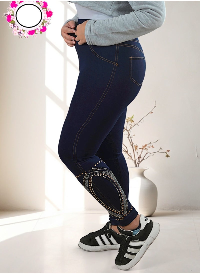 Generic “Warmth and elegance in one piece – fur-lined denim leggings!”  - Image 1