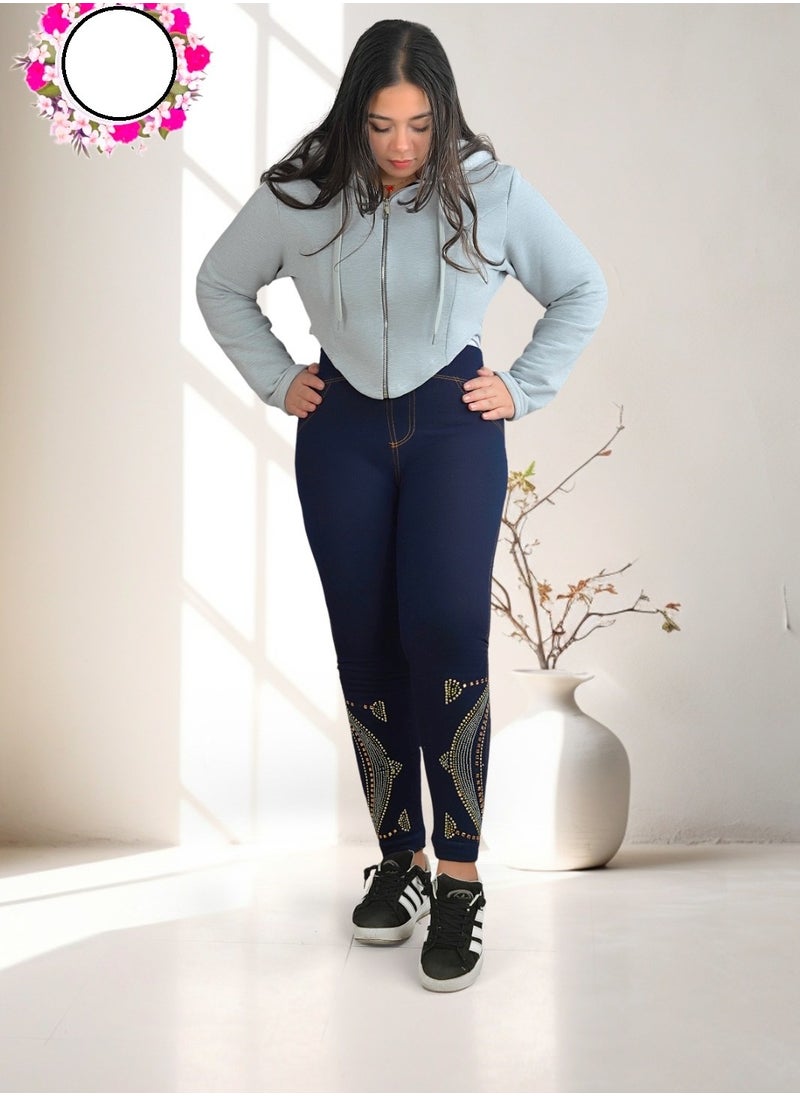Generic “Warmth and elegance in one piece – fur-lined denim leggings!”  - Image 3