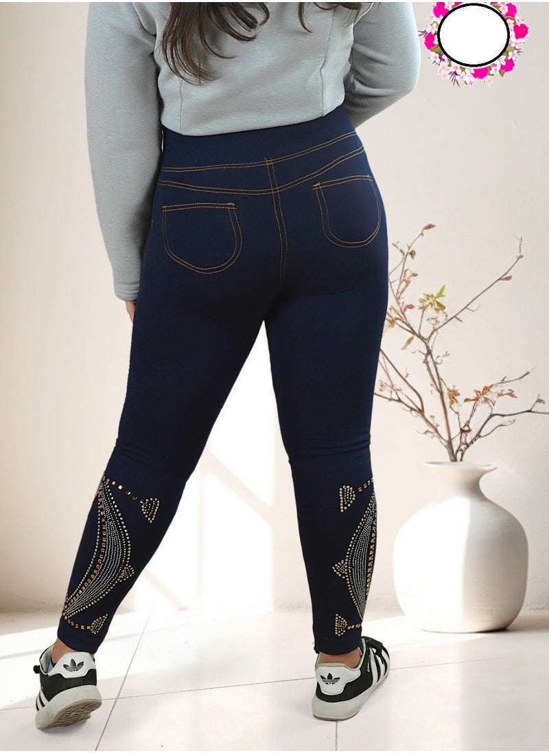 Generic “Warmth and elegance in one piece – fur-lined denim leggings!”  - Image 2